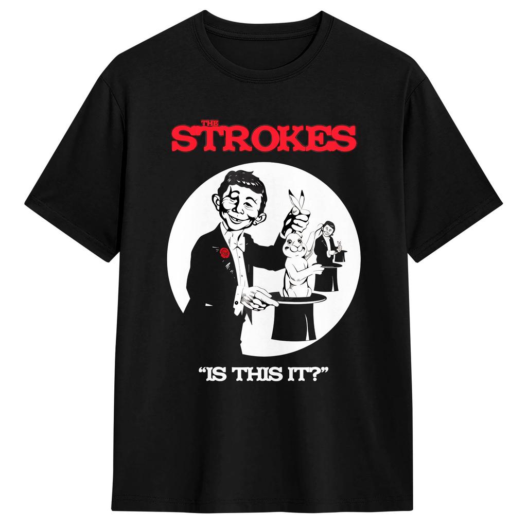 The Strokes Band TShirt Beach Pure Cotton T Shirts For Male Hip Hop Printed Tshirt Short Sleeves Y2K Basic Top Tees