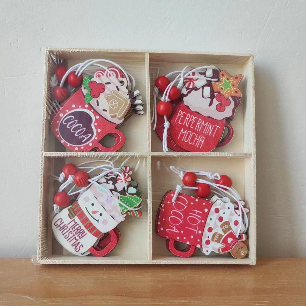 12 шт. рождественские подарки рождественские деревянные подвески деревянные веселые рождественские украшения рождество