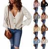 Women's Fashion Loose Long Sleeve Button Knit Personalized Solid Color Casual Sweater