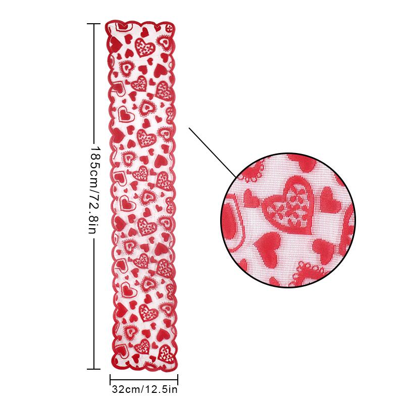 Кружевная скатерть-дорожка с сердечками для украшения на День святого Валентина, для свадебной годовщины, для вечеринки, для стола, принадлежности для домашнего декора, реквизит