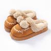 Fluffy Pom-pom Cotton Slippers Winter Indoor Home Non-slip Thick Bottom Velvet Warm Outer Wear Cute Cotton Drag