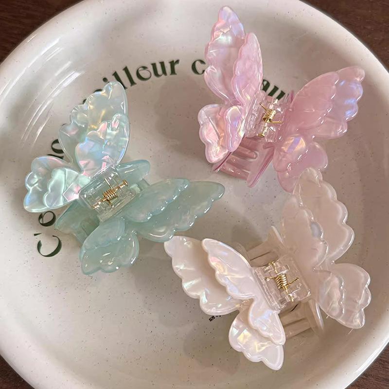 Сказочные красочные бабочки, заколки для волос, сладкие ацетатные заколки-крабы, заколки для волос, головные уборы для женщин и девочек, французские аксессуары для волос