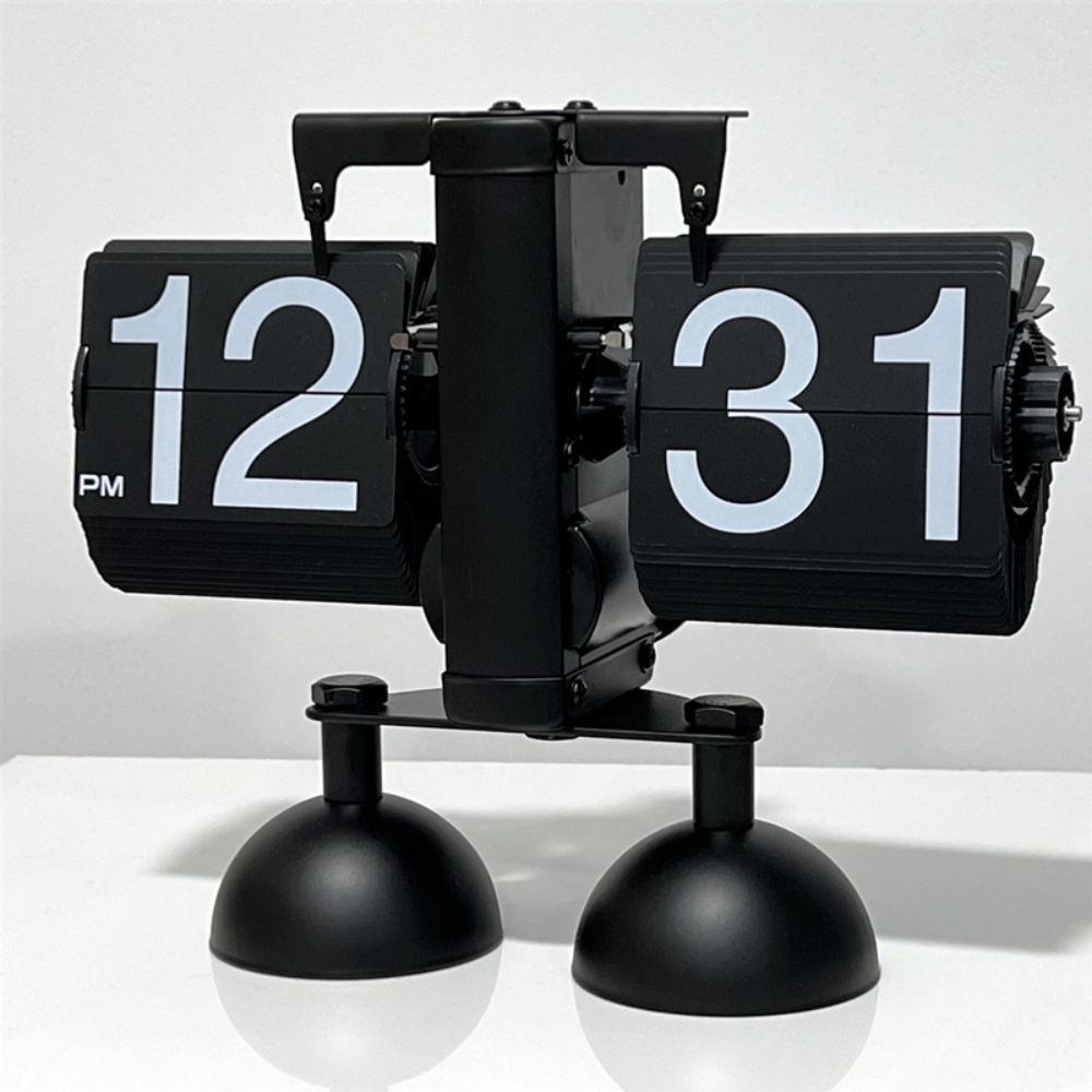 Portable Vintage Metal Clock Nordic Style Desk Flipping Clock Automatic Flip Clock  Office Decor
