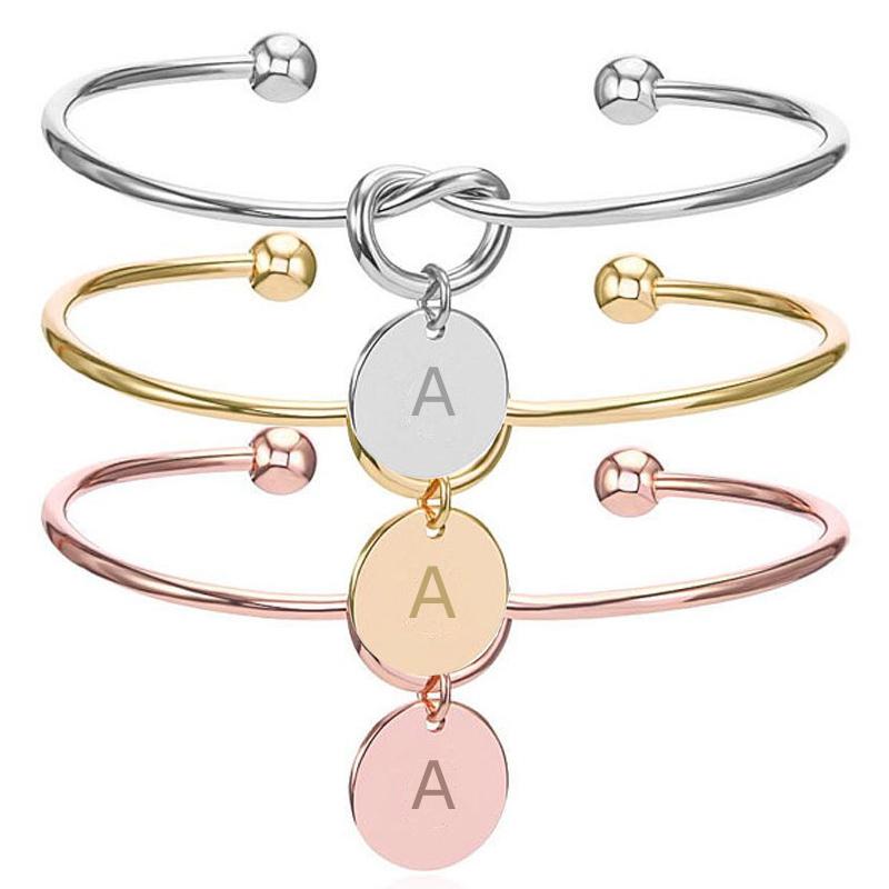 Узел Сердце Модные браслеты Имя Браслет 26 Букв Ювелирные изделия Подарки Круглый Подвеска Сплав Женщины Девушка бусины
