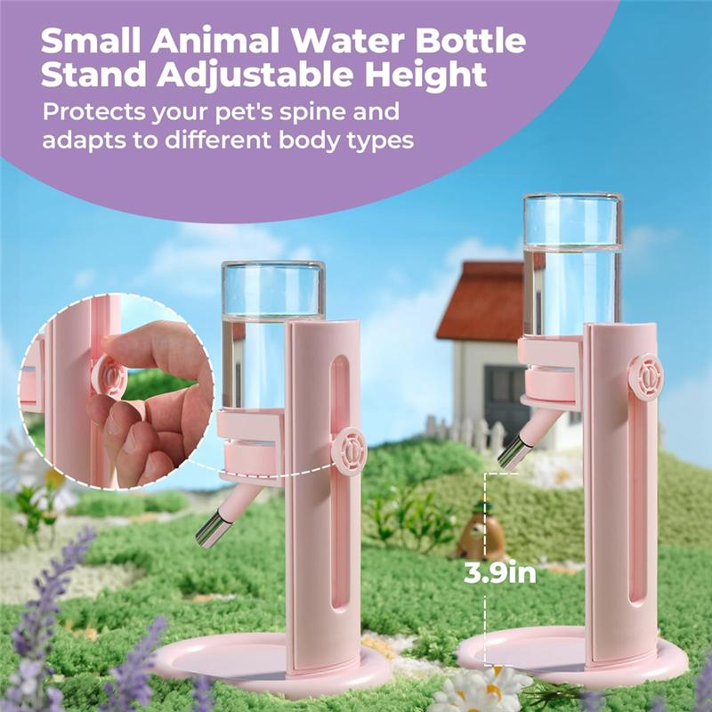 Small Animal Water Dispenser With Adjustable Stand-Hamster Water Bottle No Drip-Guinea Pig Water Bottle Leak Proof