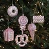 Snowflake Christmas Tree Ornament PVC 3D Pink Pendant DIY Lollipop Ornaments  Holiday Decor