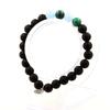 Stones and Minerals. Congo Malachite + Aquamarine + Matte Black Onyx 8 Pearl Bracelet Made In France.