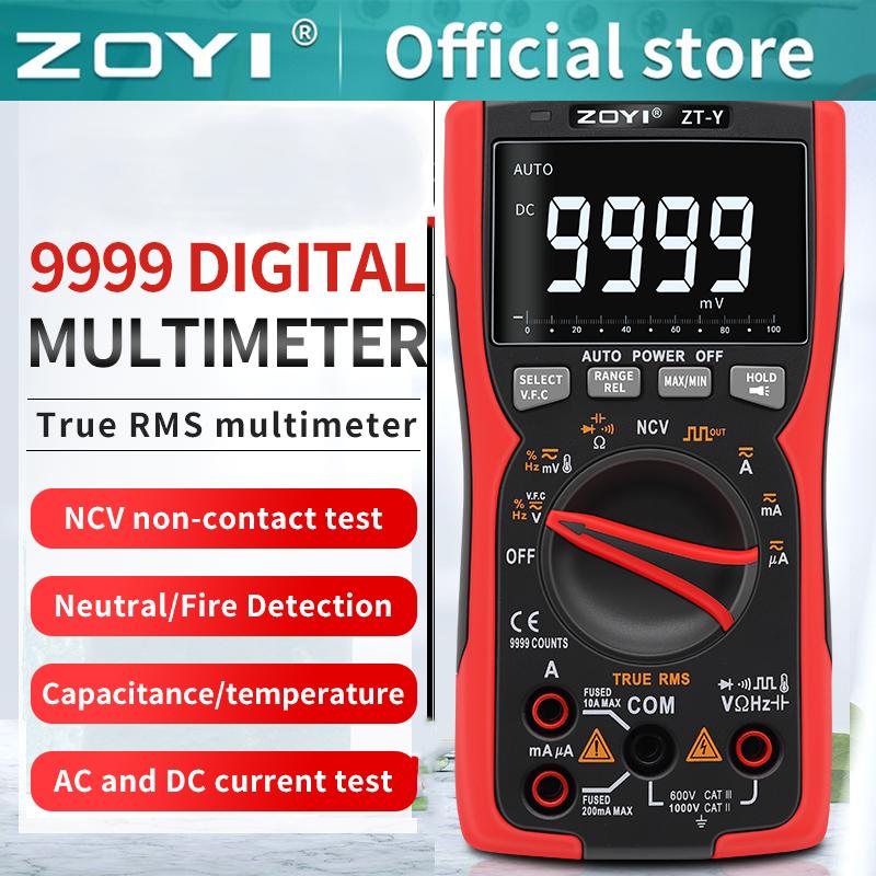 ZOYI ZT-Y LCD 3-строчный дисплей 9999 отсчетов TRMS Автоматический выбор диапазона Вольтметр Емкость Температура VFC NCV Частота Тестер Фонарик 9999 отсчетов Мультиметр