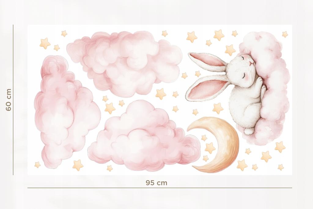 Bunny Wall Stickers On A Cloud - Children'S Room