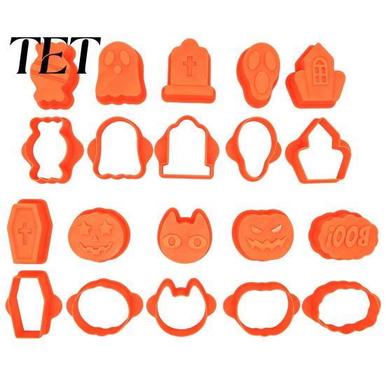 Fondant Pressing Molds 10Pcs Halloween Cake Pop Mold with 100 Paper Sticks, Pumpkin Ghost Handmade Decorating Tools Skull Baking for Party Favors,