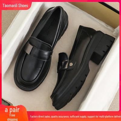 Женские черные мокасины из натуральной кожи — новинка 2024 года, осень, британский стиль, мягкая толстая подошва, размер 34, удобные для работы