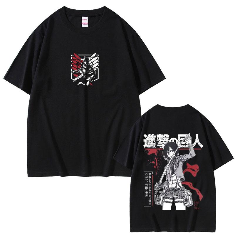 Anime Attack on Titan Mikasa AckerUnisex Merch Tshirt Unisex Women Unisexga Harajuku Oversized T Shirt Male Casual Retro Cotton Tshirts