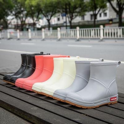 Женские новые водонепроницаемые короткие сапоги-трубы для взрослых, нескользящие, бархатные, теплые, резиновые сапоги