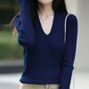 NaVaVa Basic SofT Solid V Neck Long sleeVe KniT T shirT Nk3355