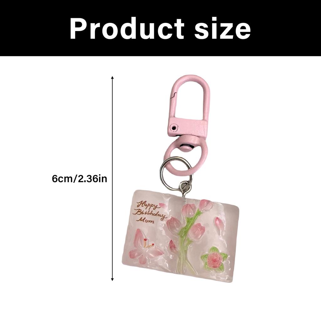 Cartoon Butterfly Flower Book Pendant Keychain Cute Resin Charm For Keys Bags Gift Decorative Accessory