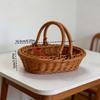 Simple Imitation Rattan Storage Basket Household Portable Fruit Storage Baskets Decorative Save Space Handheld Gift Box
