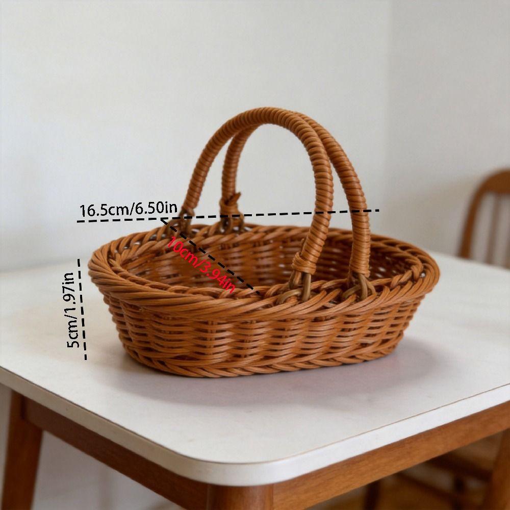 Simple Imitation Rattan Storage Basket Household Portable Fruit Storage Baskets Decorative Save Space Handheld Gift Box