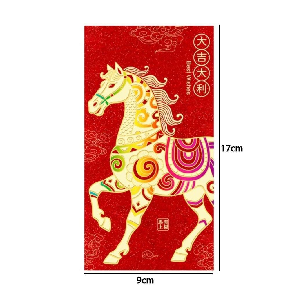 Cartoon Printing Red Envelope with Vibrant Horse Design Gift Bag Red Packets Spring Festival