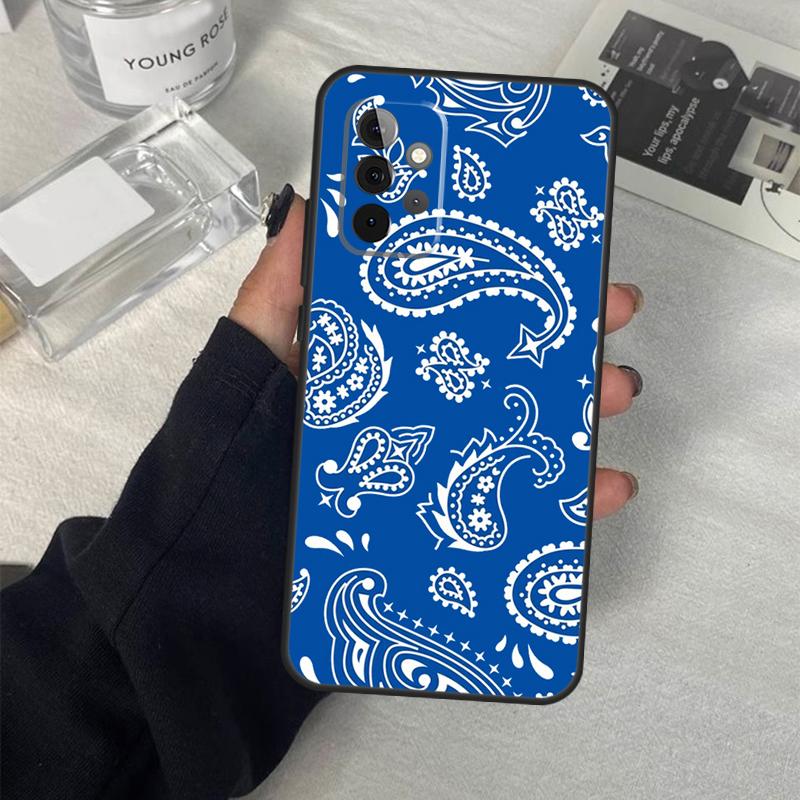 Черный Бандана Пейсли Чехол Для Samsung Galaxy A13 A23 A33 A53 A17 A06 A16 A56 A36 A54 A34 A14 A52 A32 A15 A35 A55