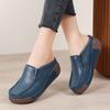 Women Platform Slippers Red Slip On Wedge Sandals Casual Leather Thick Sole Height Increase Chunky Mulers White Clogs