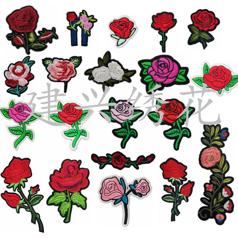 Вышитая термоаппликация из ткани «Роза и цвет сливы» для украшения одежды