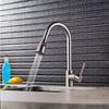 Kitchen tap with pull-out spout, stainless steel, flexible, movable, silver