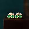 Aieryuan Gold-Plated Cherry Jade Earrings - Versatile Niche Design for Early Summer.