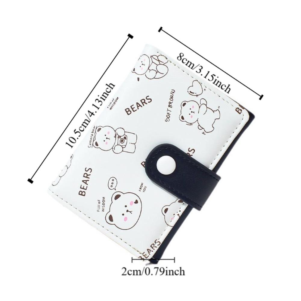 Bear Cartoon Short Wallet Kawaii Women Coin Purse Cute Three-fold Wallet Travel