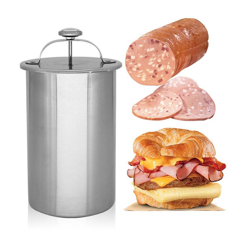 Stainless Steel Ham Maker Meat Press Cooker Mold for Deli Lunch Meat Kitchen Tool for Homemade Healthy Sausage