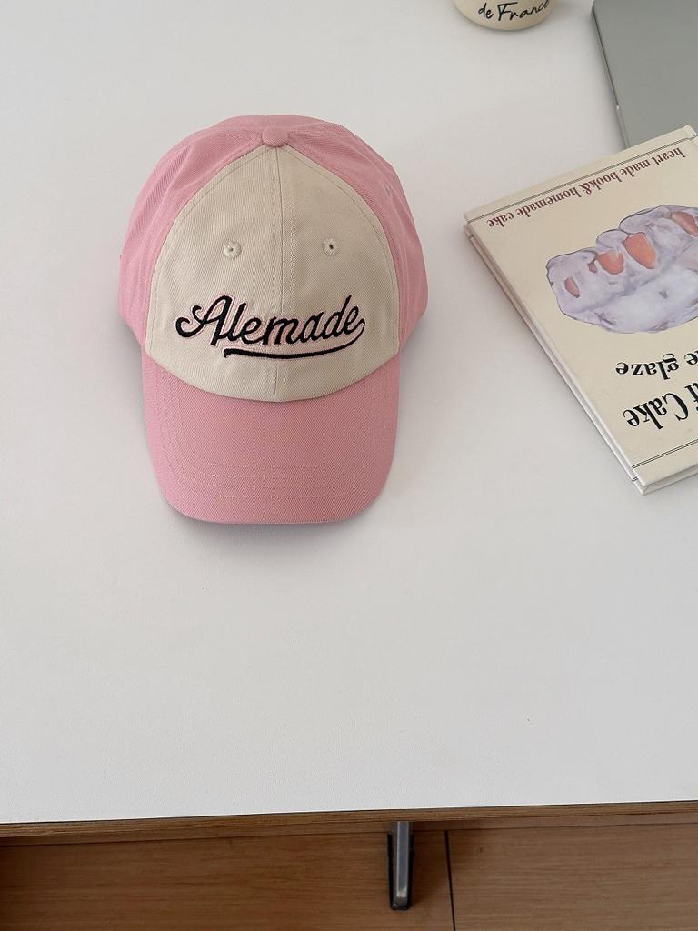 Fashionable Pink Baseball Cap For Women Summer Trendy Letter Embroidery Curved Brim Hat