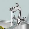 Dragon Shape Silver Two-Handle One Hole Bathroom Sink Mixer Tap, NPT3/8'' Deck Mount Lavatory Hot and Cold Water Faucet 32-176℉