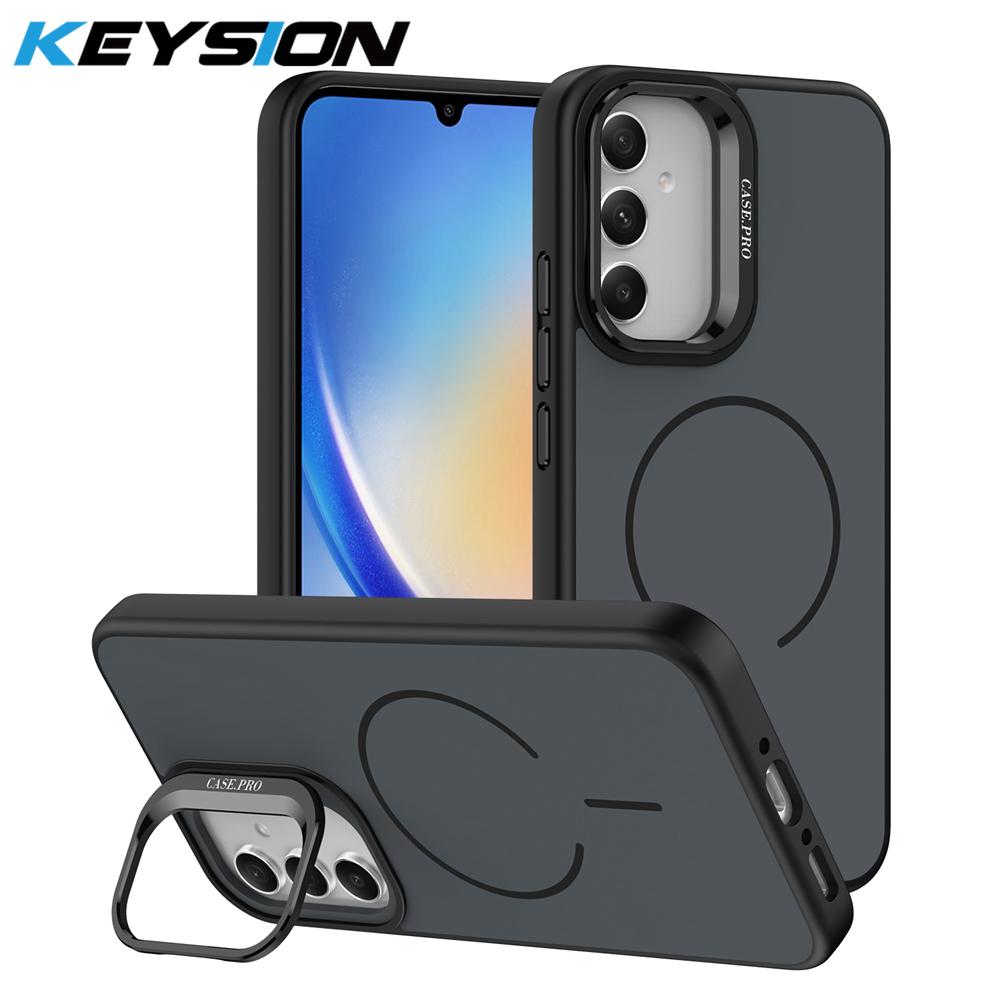 KEYSION Матовый чехол-подставка для телефона с покрытием Soft-touch для Samsung A54 5G A34 A14 4G 5G, магнитная противоударная задняя крышка для Galaxy A04S