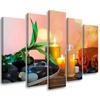 Five Piece Picture Canvas Print Zen Leaves Stones Candle