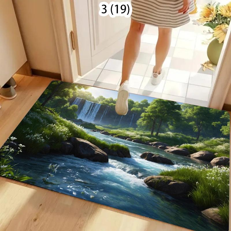 Ковер-мат Deep Forest Blue Waterfall, нескользящий, для прихожей, ванной комнаты, кухни, мистический декор для дома, дверной коврик Flormat