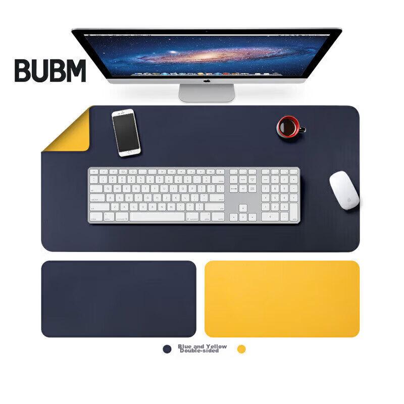 BUBM Mouse Pad Extra Large Office Desk Pad Laptop Mat Keyboard Pad Writing Desk Table Mat Simple Customized Large Royal Blue + Yellow