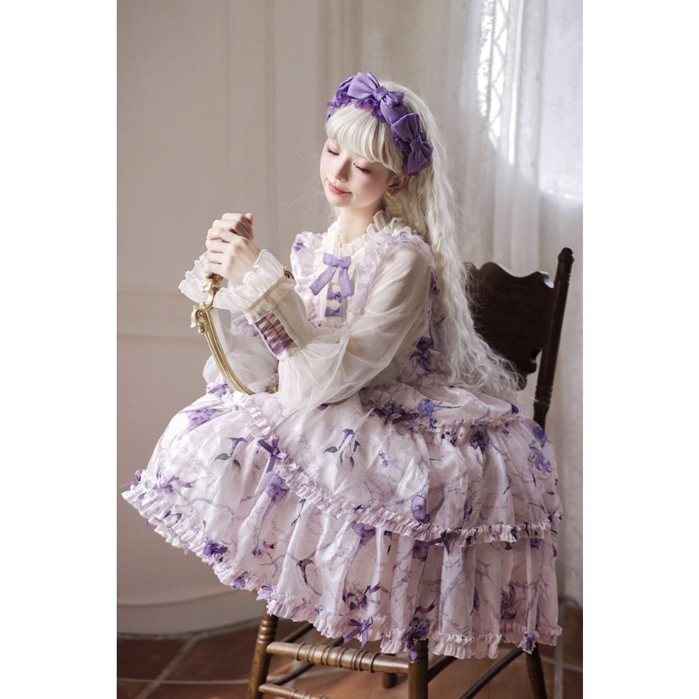 Платье Firefly Flower OP Light Lolita Daily Lolita Vintage Dress - комплект из двух предметов для девочек Soft Girl Fake