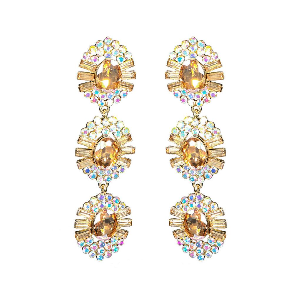 Трансграничные украшения, модные длинные серьги со стразами из стекла, серьги-пусеты в виде цветка с темпераментом суперженщины, серьги для ушей.