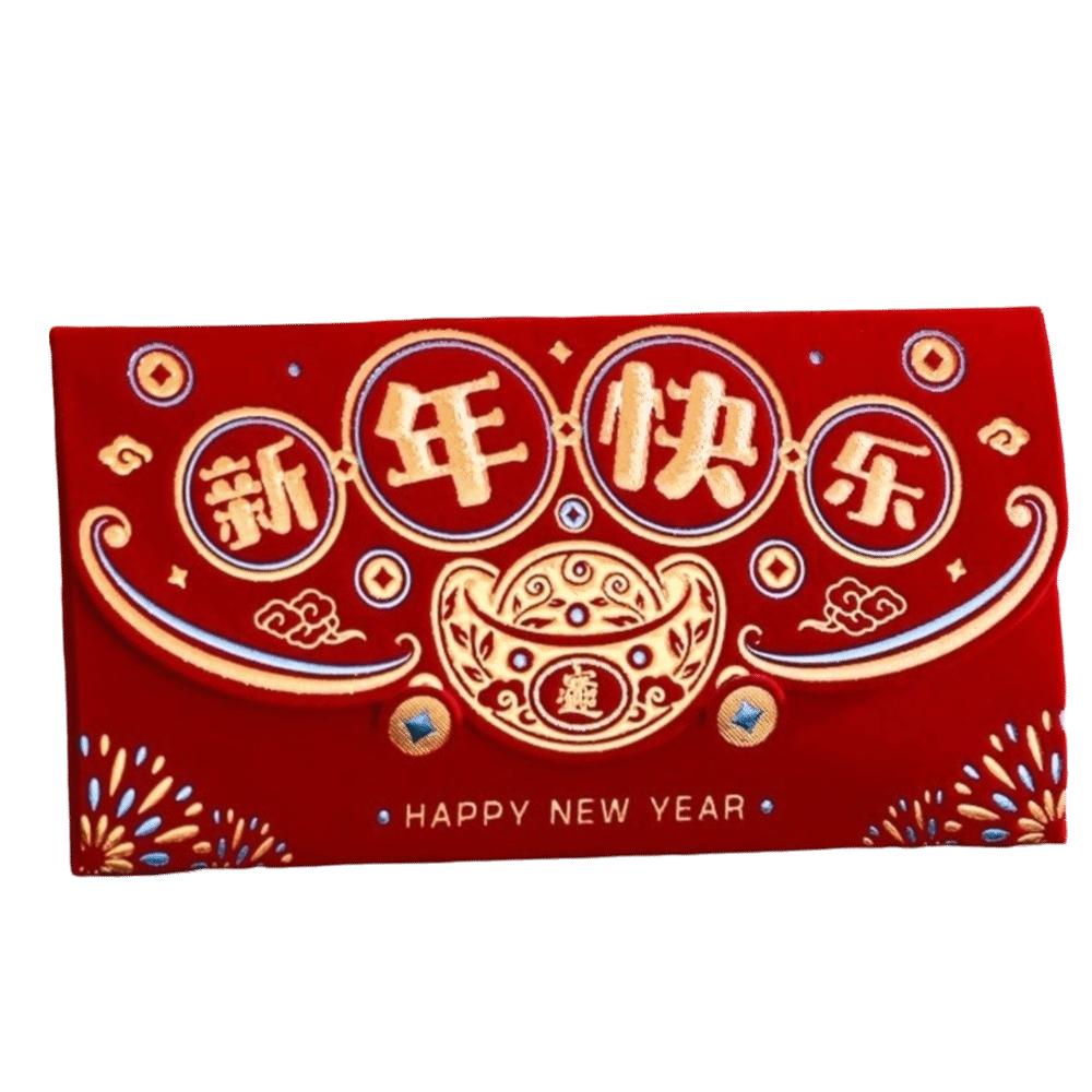 2pcs Flocking New Year Red Pocket Blessing Good Lucky Red Packets  Lunar New Year Gifts