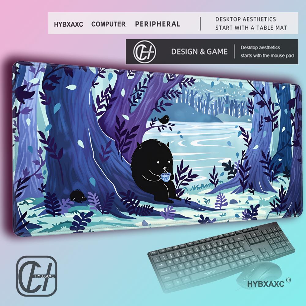 HYBXAXC Уютное Место для Чая Настольный Коврик Большой Коврик для Мыши Уютная Иллюстрация Лесного Монстра Милый Игровой Коврик Расслабляющий Офисный Декор