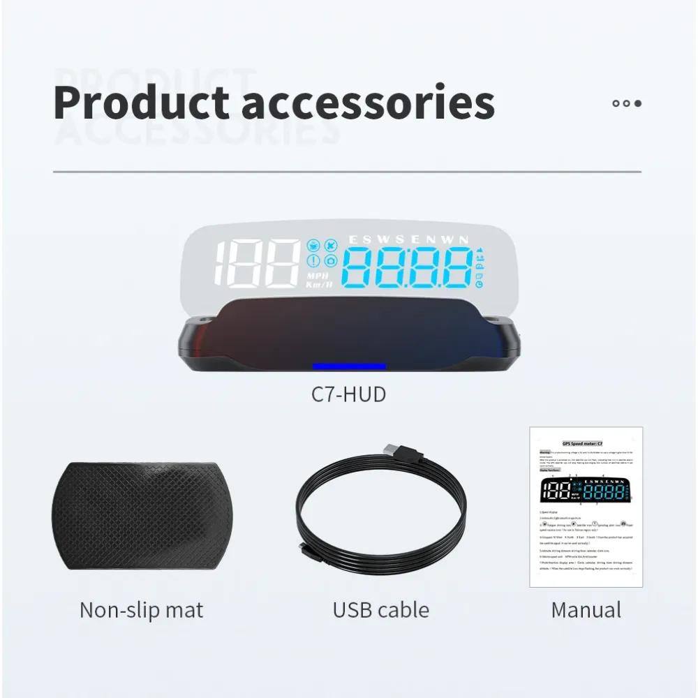 Hud Head Up Display Car Supplies Auto Universal With MPH Compass Direction Fatigue Driving Reminder Car Electronic Devices