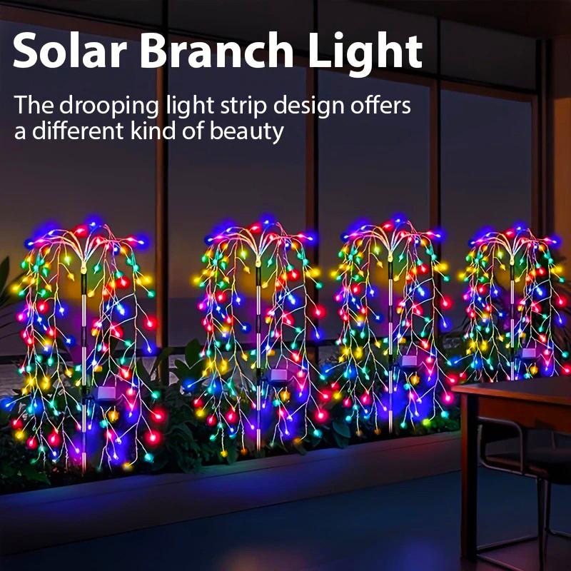 Уличный светодиодный фейерверк Рождественский декор Солнечные огни Водонепроницаемые Садовая вечеринка Сказочные солнечные огни для ландшафта Газон Дорожка Патио