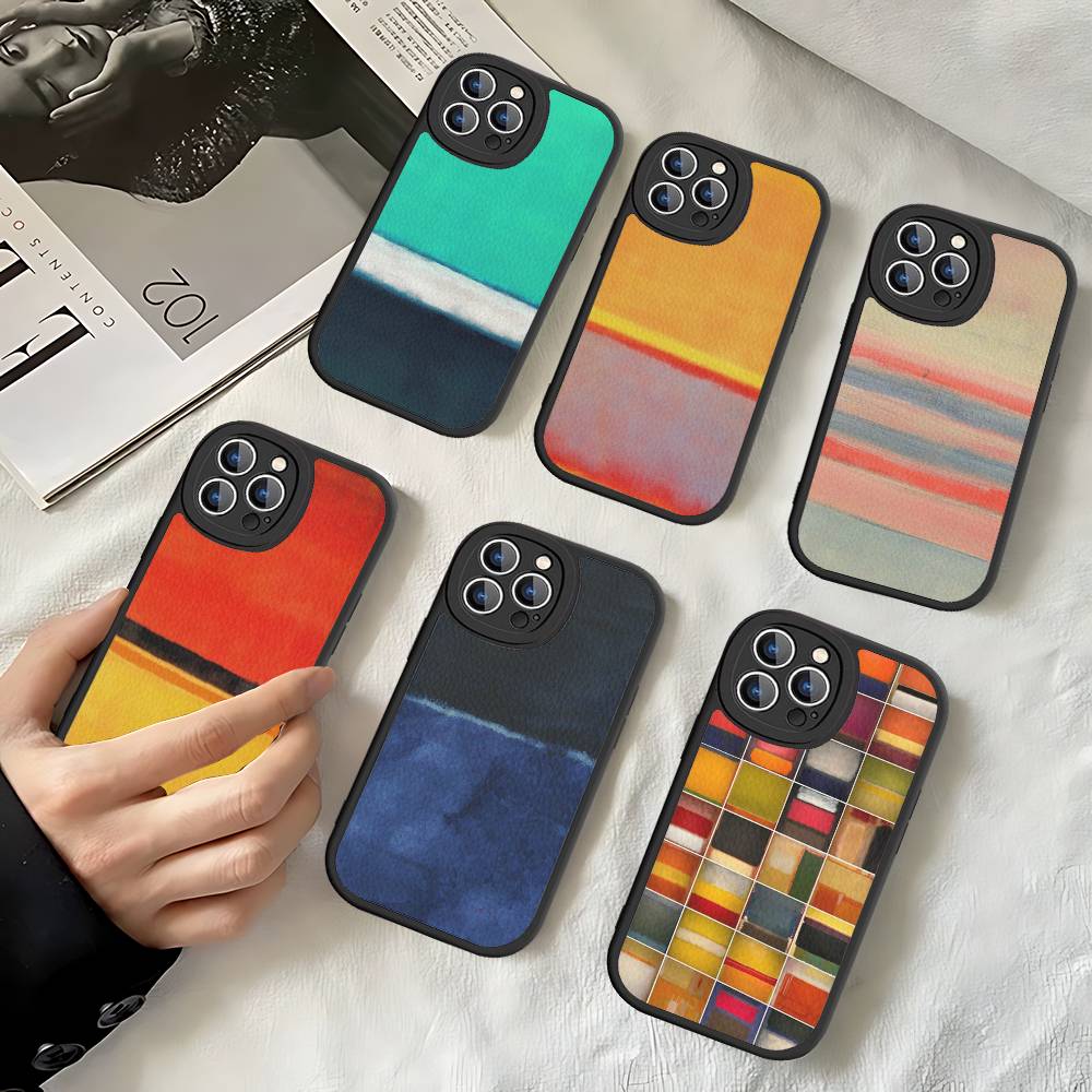 Абстрактное искусство Чехол для телефона M-Mark R-Rothko для iPhone 16 15 14 13 12 11 Pro Max Plus Ударопрочный кожаный чехол