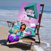 proof beach towel with a Gabby's Dollhouse pattern - soft,absorbent,quick-drying,machine washable - perfect for swimming,camping,bathing