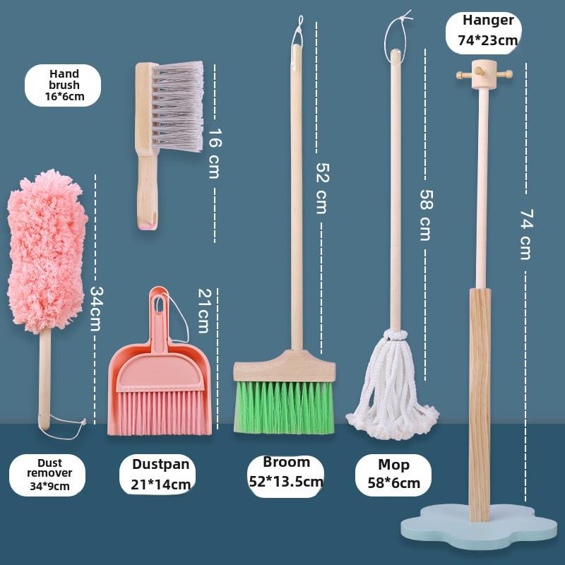 Детский деревянный игровой набор для уборки: Метла, швабра и инструменты для раннего обучения