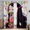 Горячий Аниме Мультяшный Стиль Принт Принт Оконные Шторы Черные Шелковые Светоблокирующие Оконные Шторы Спальня Пространство Гостиная Кабинет Кухня