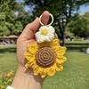 Lightweight Crochet Flower Keyring Cotton Car Keychain Charm Knitted Sunflower Keychain  for Lady