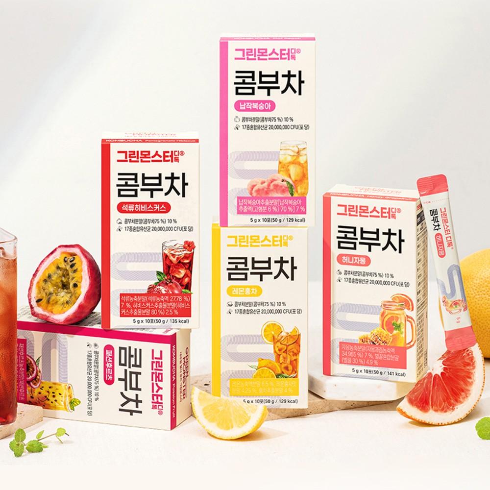 GREEN MONSTER D-toc Комбуча персик 1 коробка/5г x 10шт