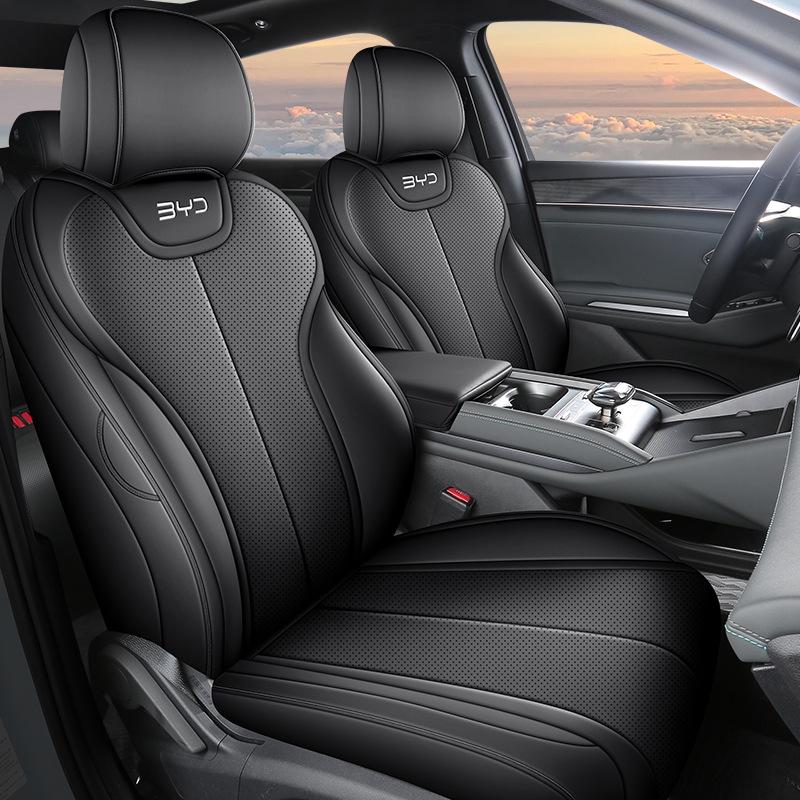 BYD Qin L Compatible Full Leather Car Seat Cushion - All-Season, Five-Seat Design