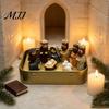 Niche Creative Holiday Present Mini Christmas Nativity Set in A Tin Box, 3D Printed Pocket Size Holy Family Retro Metal Storage Box Figurines,