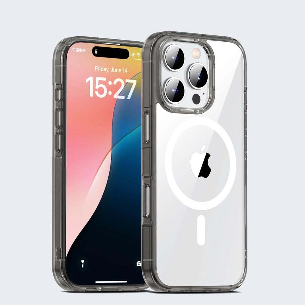 KEYSION Прозрачный чехол MagSafe для iPhone 16 Pro Max Silicone+PC Противоударный прозрачный чехол для задней панели телефона для iPhone16 15 Pro Max